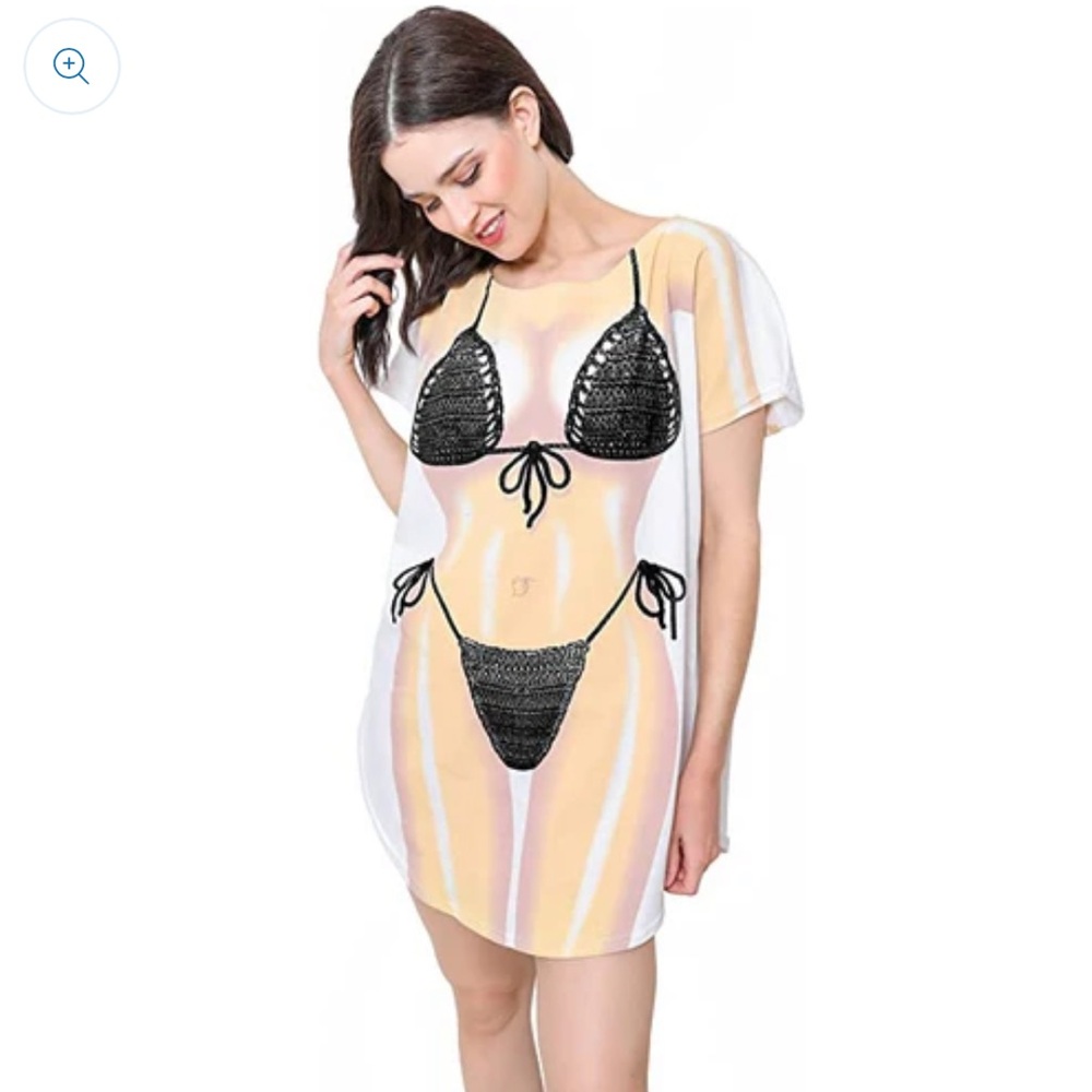 LA Imprints Fantasy Coverup Black Macrame Bikini Body Coverup T-Shirt